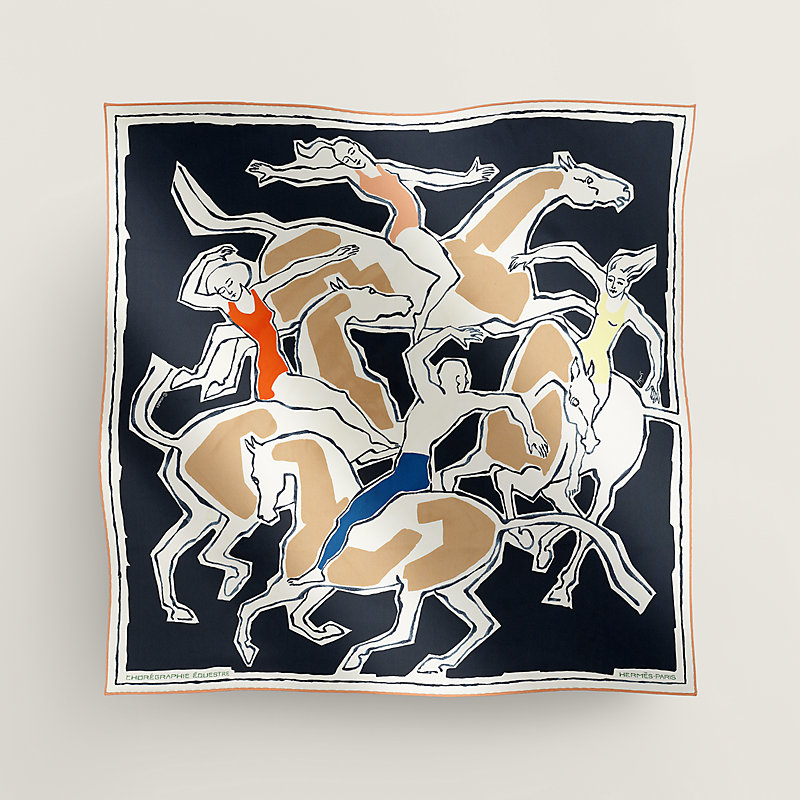 Choreographie Equestre scarf 70 - Blue | Hermès Malaysia